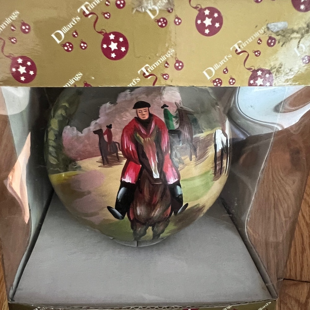 handpainted riding a horse ornament